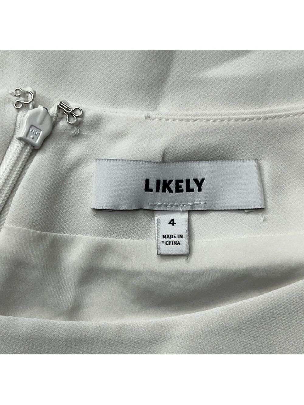 LIKELY Long Sleeve Formal Skater Dress White sz 4 Off Shoulder Minimalist Fancy - Picture 9 of 13